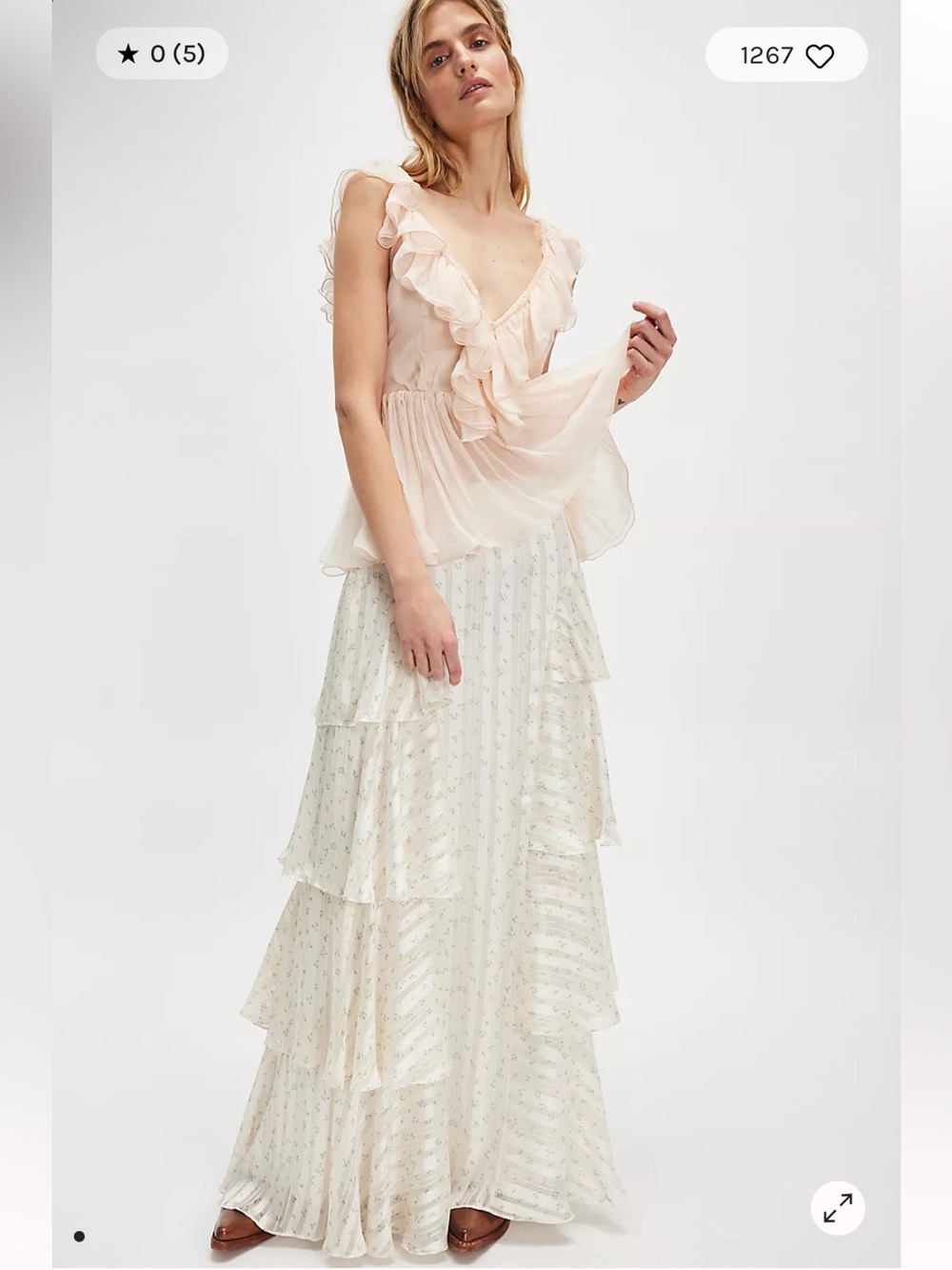 Free People Cascade Maxi Skirt Boho Tiered Ruffle Romantic Cottagecore Size 6